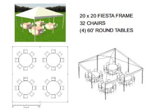 20X20 FRAME ROUND Tent Layout