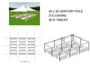 20X30 POLE 8 TABLE Tent Layout