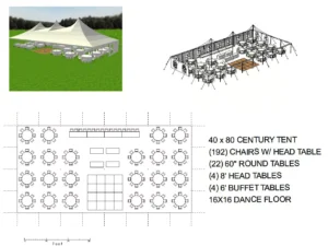 40X80 ROUND WITH DANCE FLOOR LAYOUT Tent Layout